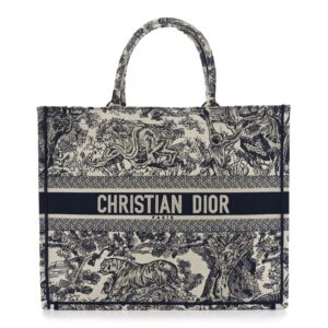 Canvas Embroidered Large Dioriviera Toile De Jouy Book Tote Blue