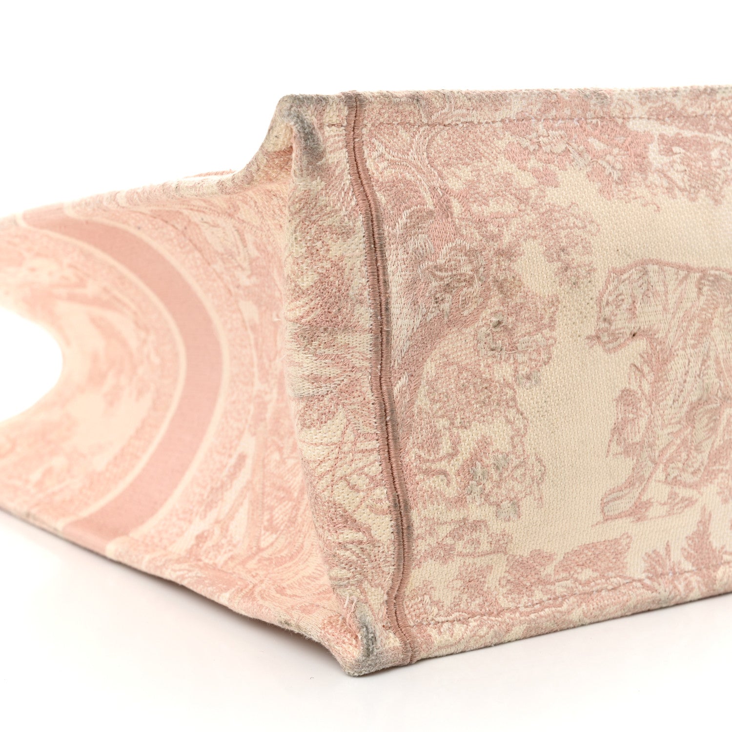 Canvas Toile De Jouy Embroidered Large Book Tote Pink - Image 7