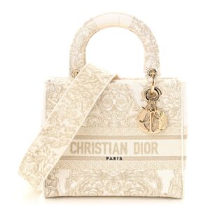 Canvas Around The World Stella Embroidered Medium Lady D-Lite White Gold