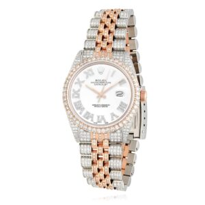 Rolex Datejust 12CTW Natural Diamond Stainless Steel White Rose Watch 36mm