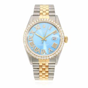 Rolex Datejust Jubilee 4.50Ct Natural Diamond Bezel Sky Blue Dial 36mm Watch