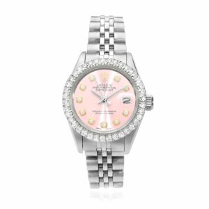 Rolex Datejust 26mm Custom Jubilee Band Diamond Bezel Pink Dial Watch