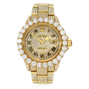 Rolex Yacht-Master 42mm 35CTW Natural Diamond Full Pave 18k Yellow Gold Watch