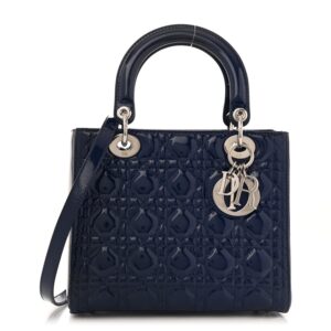 Patent Cannage Medium Lady Dior Blue