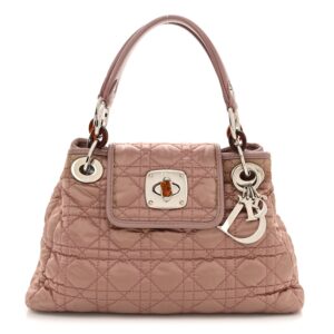 Satin Cannage Charming Small Lock Flap Shoulder Bag Pink