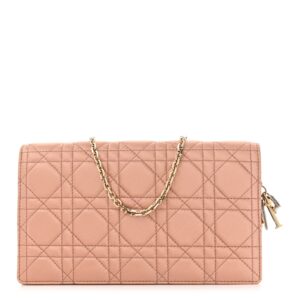 Satin Crystal Cannage Lady Dior Pouch Nude