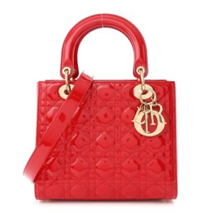 Patent Cannage Medium Lady Dior Red