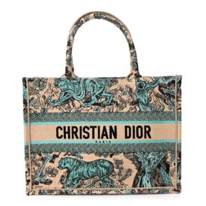 Raffia Embroidered Dioriviera Medium Book Tote Aquamarina