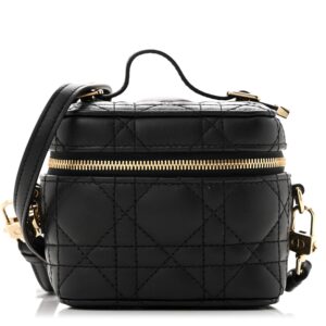 Lambskin Cannage Micro Lady Dior Vanity Case Black