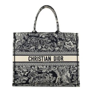 Canvas Embroidered Large Dioriviera Toile De Jouy Reverse Book Tote Blue