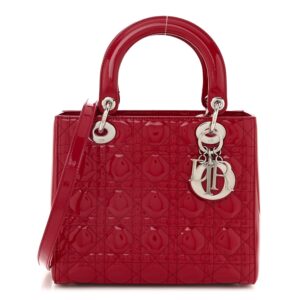 Patent Cannage Medium Lady Dior Red