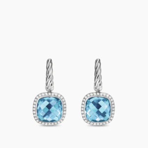 Albion&reg; Drop Earrings Sterling Silver with Blue Topaz and Diamonds