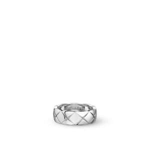 COCO CRUSH RING Quilted motif, small version, 18K white gold - 6