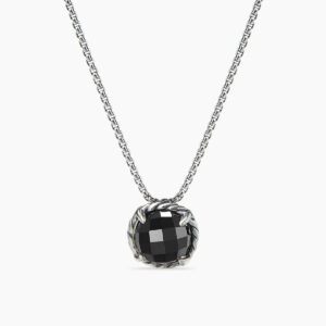 Petite Chatelaine Necklace Sterling Silver with Black Onyx, 10mm