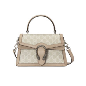Gucci Dionysus Canvas Top Handle Beige And White Canvas 24x16cm