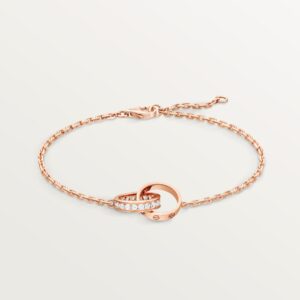 LOVE BRACELET, ON CHAIN, SEMI-PAVED