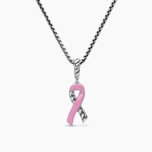 Cable Collectibles&reg; Ribbon Necklace Sterling Silver with Pink Enamel, 24.4mm