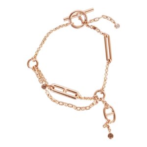Hermes 18k Rose Gold Diamond Chaine d'Ancre Chaos XS Bracelet