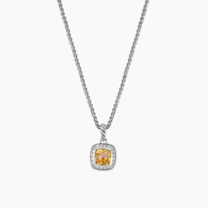 Petite Albion&reg; Pendant Necklace Sterling Silver with Citrine and Diamonds, 7mm
