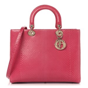 Snakeskin Large Lady Dior Pink