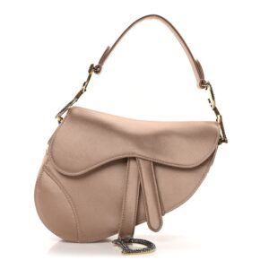 Satin Crystal Mini Saddle Bag Powder Beige