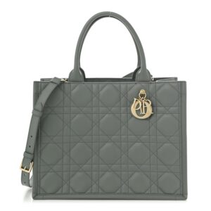 Calfskin Macrocannage Medium Book Tote Grey