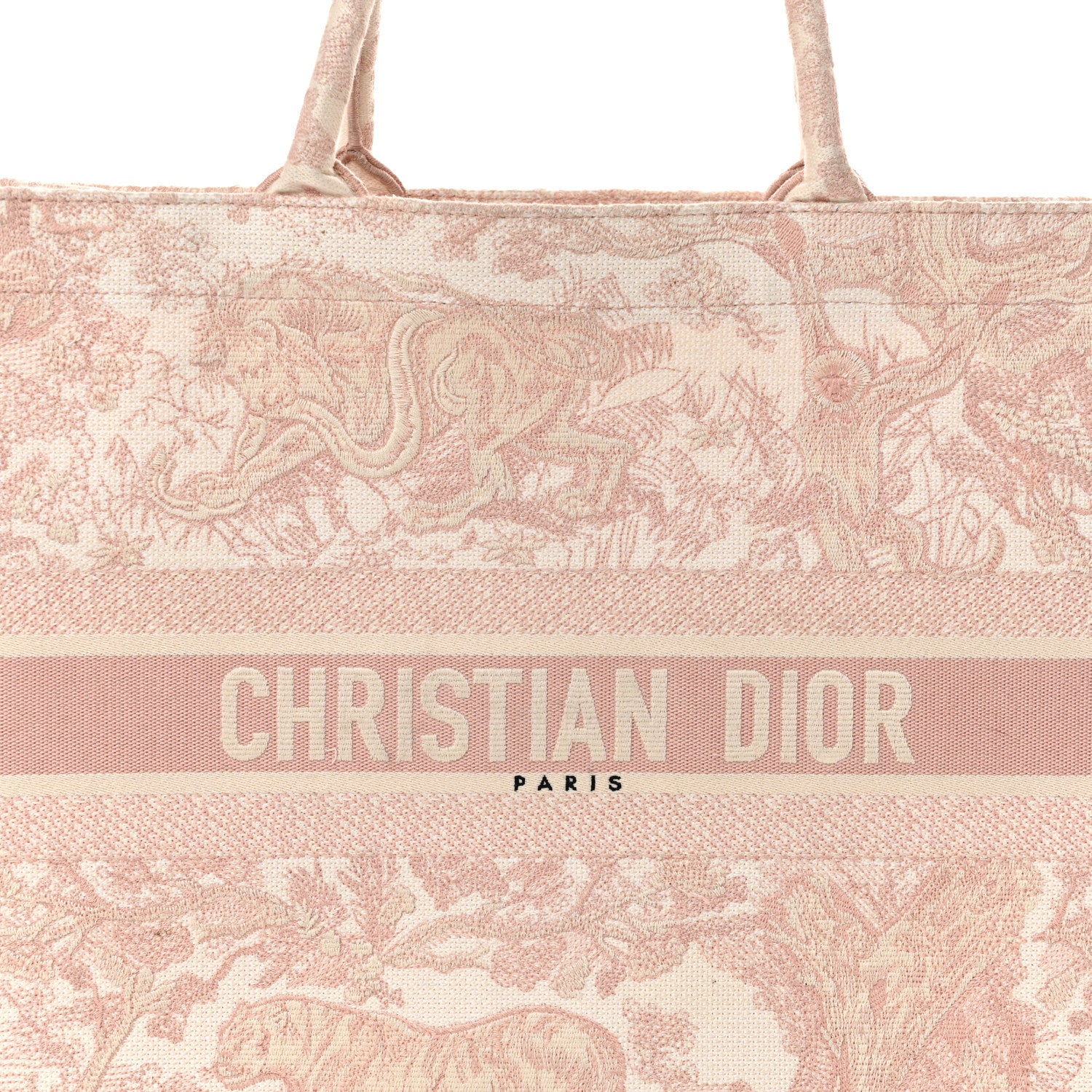 Canvas Toile De Jouy Embroidered Large Book Tote Pink - Image 6