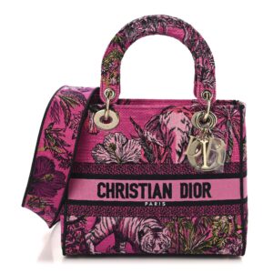 Toile de Jouy Voyage Embroidered Medium Lady D-Lite Fuchsia Multicolor