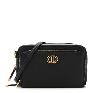 Grained Calfskin Caro Double Pouch Black
