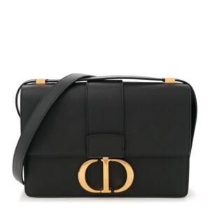 Grained Calfskin 30 Montaigne Flap Bag Black