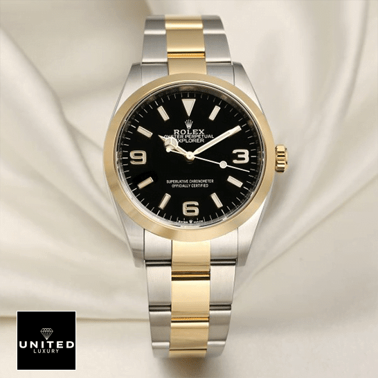 Rolex Explorer 124273 "Black Dial" Ultra Realistic Replica Rolex 2021 Explorer 124273 Black Dial Replica cream tulle background