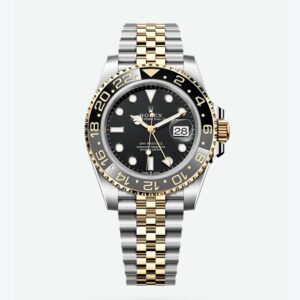 Rolex GMT Master II Yellow Gold Zombie Black Grey Bezel Steel Mens Watch 126713
