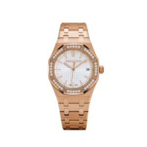 Audemars Piguet Royal Oak 77451OR.ZZ.1361OR.03 'Ladies' Rose Gold Silver Dial Diamond Bezel